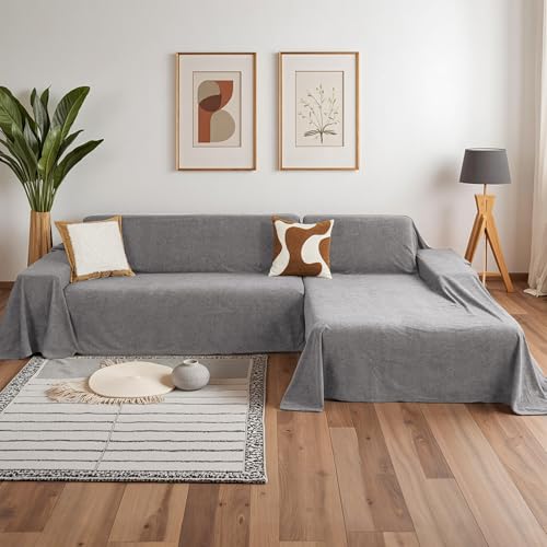 MYSKY HOME Sectional Couch Cover for Dogs, 2 Pieces Couch