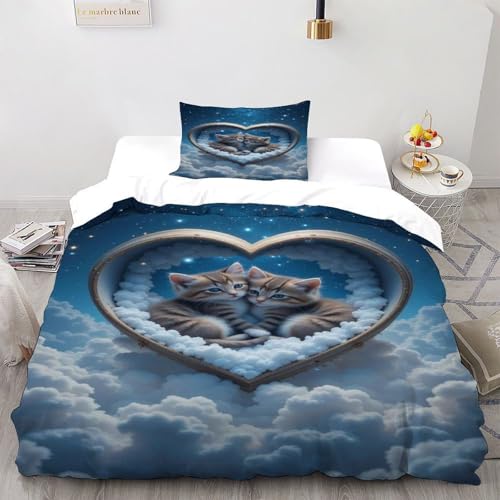 Linge de lit imprimé 3D chatons parure de couette 2 pièces luxe - 2
