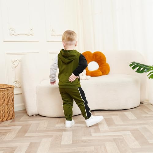 Image of 2-6T Toddler Baby Boy Clothes Color Blocking Hoodies + Pants Fall Winter Outfits