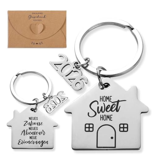 COMOOKA 2 Stücke Wohnung Schlüsselanhänger Einzugsgeschenke Wohnung Einweihungsgeschenk 2026 Schlüsselanhänger Huas Geschenk Zu Einzug Neu Hause Geschenk Neues Zuhause
