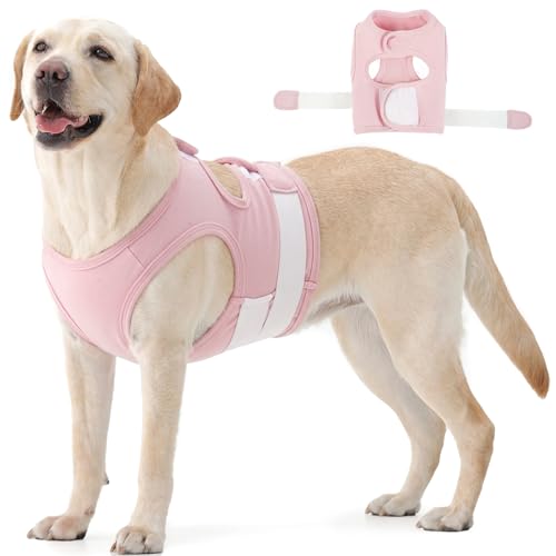 Image of MIGOHI Calming Vest for Large Dogs, Breathable Anxiety Relief Coat for Storms, Fireworks & Separation, Soft Anxiety Wrap for Dogs Reduce Shaking & Feel Safe, Pink XL