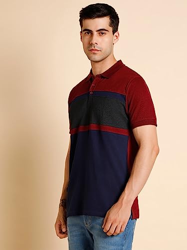 Image of Dennis Lingo Men's Slim fit Colorblocked Cotton Polo T-Shirt