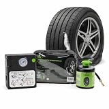 Kit Riparazione Pneumatici Tubeless con Compressore 12V e Liquido Sigillante, Ripara Forature fino a 6 mm, Gonfia e Sigilla, Autonomia fino a 100 km, Kit Emergenza Auto Moto JBM