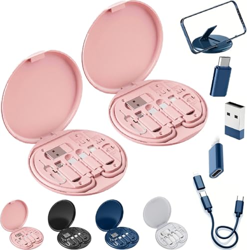 Humorous 9 in 1 Cable Case, 9 in 1 Cable Case, USB Adapter Multicharging Cable Case, Multi-Functional Compact Cable Card, 60w Fast Charge USB Type-C Micro Cable (2PCS-C)