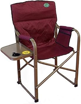 EEZ RV Products Heavy Duty High-Back Folding Directors Chair w/Side Table & Storage Bag - Red