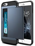 iPhone 6S Plus Case, SAMONPOW Hybrid iPhone 6 Plus Wallet Case Card Holder Shell Heavy Duty Protection Defender Shockproof Anti-Scratch Soft Rubber Bumper Cover Case for iPhone 6/6S Plus -Dark Blue