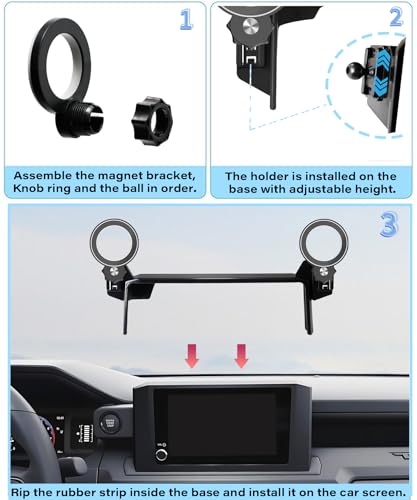Image of Car Phone Holder for Toyota Tacoma 2024 2025 2026 8 inch Screen Accessories | MagSafe Strong Magnetic Clip-On Cell Phone Mount, Dual Slots for Driver & Passenger,360 Rotatable Hands-Free Holder