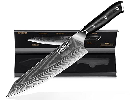 Enowo Cuchillo Chef Damasco 8 Cuchillo De Cocina Con Acero Inoxidable Vg-10, Cuchillo Japonés Kiritsuke Con Mango Ergonómico G10 Full Tang, Caja De Regalo De Lujo Enowo Cuchillo Chef Damasco 8 Cuchillo De Cocina Con Acero Inoxidable Vg-10, Cuchillo Japonés Kiritsuke Con Mango Ergonómico G10 Full Tang, Caja De Regalo De Lujo