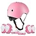 ValueTalks Protección Patinaje, Protección Infantil Consta de Casco Ajustable Rodilleras Coderas, Patinaje Ciclismo Monopatín y Deportes Extremos(Rosa