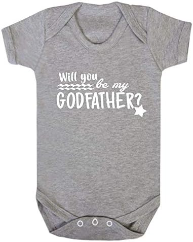 Will You be My Godfather Baby Vest Babygrow Bodysuit Baby Shower Gifts Christening Gifts Baby Girl Grey (0-3 Months)
