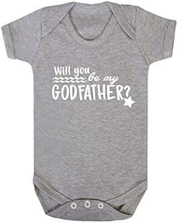Will You be My Godfather Baby Vest Babygrow Bodysuit Baby Shower Gifts Christening Gifts Baby Girl Grey (0-3 Months)