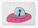 YnimioHOB Tappetino da Bagno Alieno, Illustrazione Doodle di Un Disco Volante UFO, Tappetino da Bagno in Peluche con Schienale Antisdrucciolo, Colore Antracite Rosa Chiaro e Verde Mare Scuro