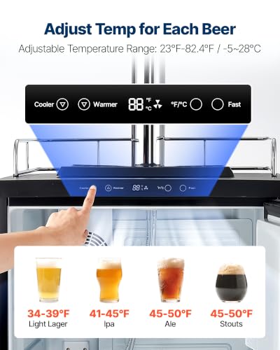 Image of VEVOR Beer Kegerator, Triple Tap Home Draft Beer Dispenser for Ball Lock