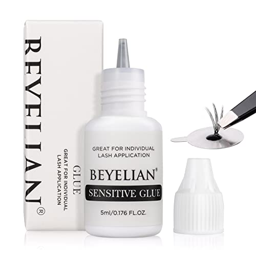 BEYELIAN Individual Lash Glue, DIY Lash Clusters Glue, 3-4 Sec Drying Time Eyelash Extension Adhesive for Professional and Self Use Individual Cluster Lashes, No Irritation, Black 5ml