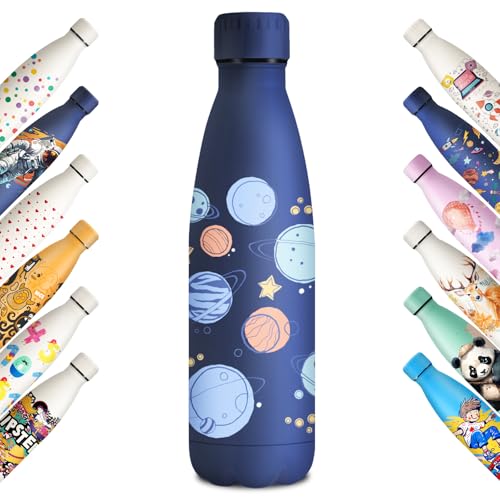 KollyKolla Botella Termica Niños, Botella Agua 500ml, Impresión 3D Termo, Botella Acero Inoxidable Sin BPA, Botella Térmica, Botella de Agua para Viaje, Escuela, Deportiva, Oficina, Hogar