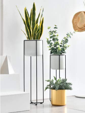 Crafter Set of 2 Modern Plant Stand- Set with Tall Metal Stand, Decorative Standing Flower Succulent Pot Holder, Indoor Outdoor Terrace Patio Home Decor (White) (B08GLH7H2J) Amazon Price History, Amazon Price Tracker