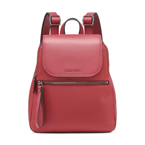 Calvin Klein Reyna Novelty Key Item Flap Backpack, Cranberry, One Size
