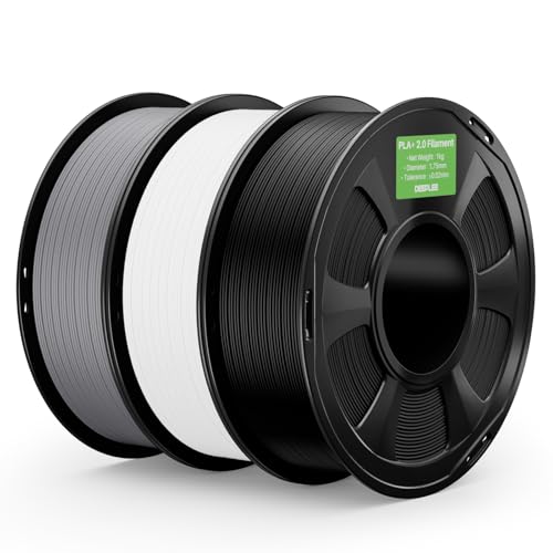 DEEPLEE PLA+ 2.0 Filament 1.75mm, Stronger Toughness 3D Printer Filament, Black White Grey 3KG, Upgrade PLA Plus 3D Printer Filament, High Speed PLA+ Filament for Most FDM 3D Drucker