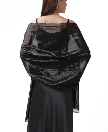 Elegant Evening Shawl Wrap for Women Formal, Sparkling Crepe Chiffon, Wedding Party Scarf