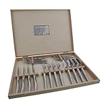Jean Dubost Laguiole 20-Piece Everyday Flatware Set, Stainless Steel Handles - Rust-Resistant Stainless Steel - Includes Wooden Box - Made in France
