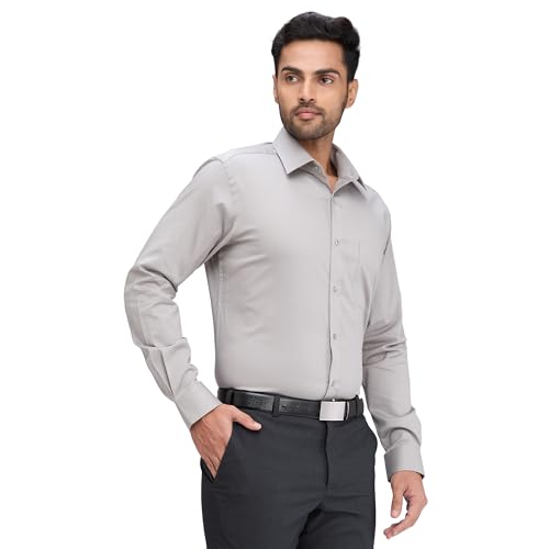 Image of Raymond Men's Slim Fit Solid Pattern Pure Cotton Semi Cut Away Collar Full Sleeve Formal Shirt