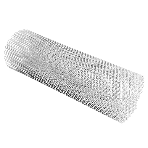 Image of AggAuto Universal 40 inchx13 inch Car Grill Mesh - Aluminum Alloy Automotive Grille Insert Bumper Rhombic Hole 6x12mm, One of the Most Multifunctional Shape Grids Silver