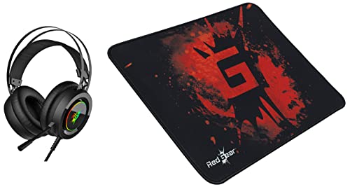 Image of Redgear Cloak Wired RGB Wired Over Ear Gaming Headphones with Mic for PC & MP44 Control-Type Gaming Mousepad (Black and Red)