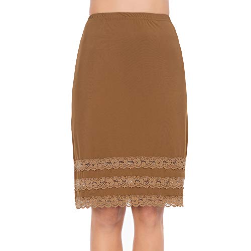 Image of MANCYFIT Half Slips for Women Underskirt Dress Extender Lace Trim Knee Length Midi Skirt 19-26 inch Length
