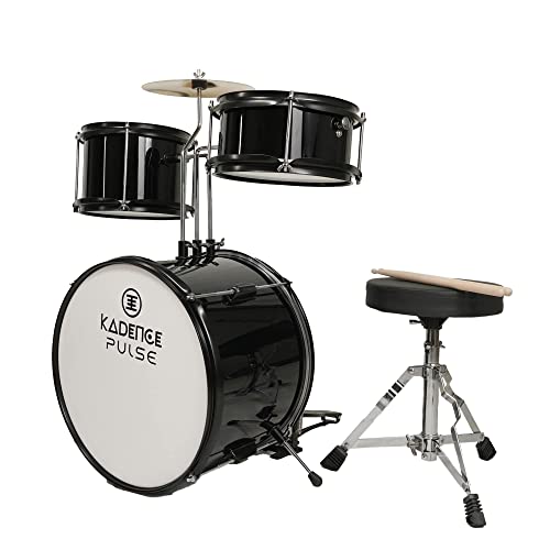 Image of Kadence 13 Inch 3-Piece Kids /Junior Drum Set /Beginner (Standard) /Kids Musical Toys, Musical Instrument, Black