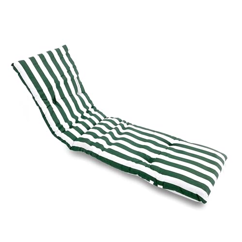 various Cojín para Tumbona Exterior 180x55x8 cm, Colchoneta Acolchada Desenfundable con Cremallera, Fijación Elástica Antideslizante para Jardín, Terraza, Piscina y Playa,(Verde)