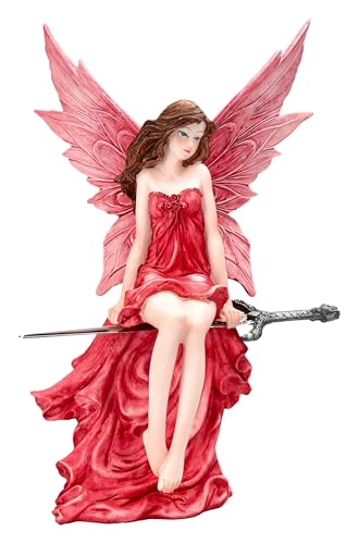Figuren Shop GmbH Figura de elfo Aelrith – Decoración de fantasía con vestido rojo, 25,5 cm