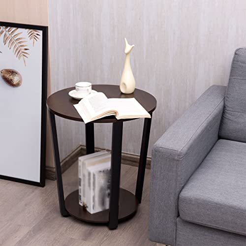 Liruxun Set Of 2 Industrial End Table Sofa Side Table Nightstand Shelf #TOP3