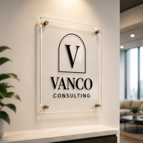 Image of Custom Acrylic Business Sign Personalized Office Logo Wall Sign Storefront | Professional Branding, Business Identity, Reception, Salon, Office, Lobby, Premium Finish, UV Resistant, Easy Installation