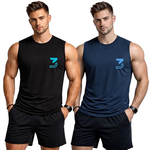 Image of 3Colours RGB Fitness Designer Gym Stringer Vest, Gym Vest, Racer Y Back, Sports Tank Tops, Sando for Men C Cut-3 Logo