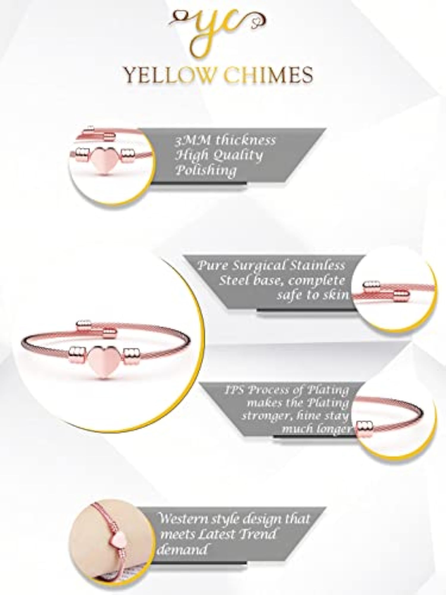 Stainless Steel Heart Shaped Kada Bracelet