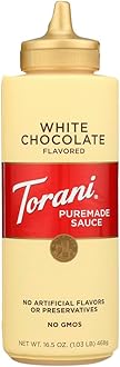 Torani White Chocolate Sauce,16.5 oz Squeeze Bottle (New Packaging)