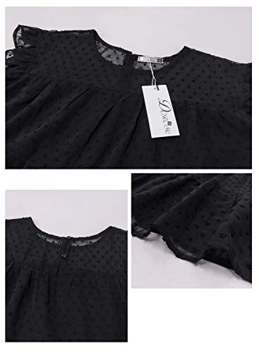 DOROSE Womens Babydoll Tops Swiss Dot Peplum Top Ruffle Sleeve Flowy Blouse3