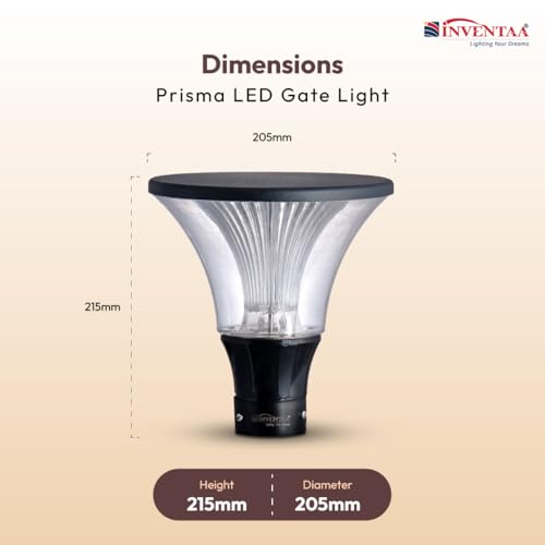Image of INVENTAA Prisma 12W LED 3-in-1 Color (Warm, Neutral, Cool) Light for Home Gate | Rustproof Gate Lamps for Outdoor Compound, Garden, Patio Piller Lights Gate Lights for Outdoor Waterproof