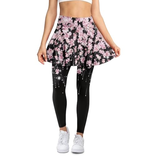 Women Yoga Skirted Leggings High Elasticity Active Skort Athletic Skapri with Back Pockets for Yoga,Pilates2