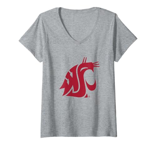 Womens Washington State Cougars Icon Primary Officially Licensed V-Neck T-Shirt