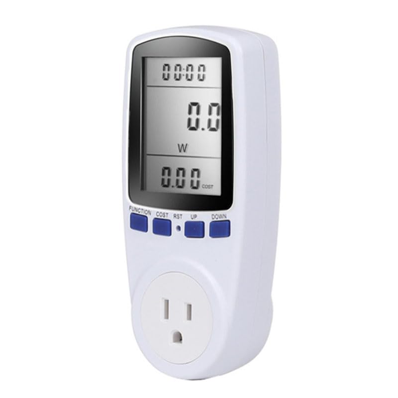 Electricity Usage Monitor Plug Power Meter Energy Watt Voltage Amps Meter with Digital LCD Display,Overload Protection and 7 Display Modes for Energy Saving (Backlight)