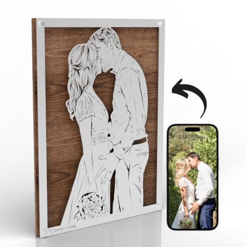 Story in Steel Wedding Anniversary Metal Portrait - Personalized Gifts