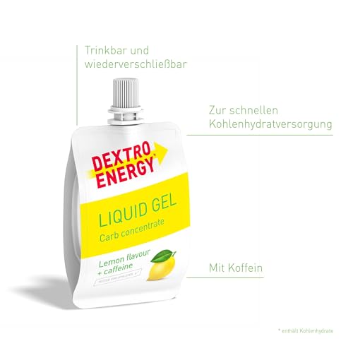 DEXTRO-ENERGY-LIQUID-GEL-LEMON-CAFFEINE-12x60ml-12er-Pack-Energy-Gel-aus-schnell-verfuegbaren-Kohlenhydraten-Traubenzucker-Gel-Koffein-Booster-Energy-Riegel-Alternative-fuer-Ausdauersport