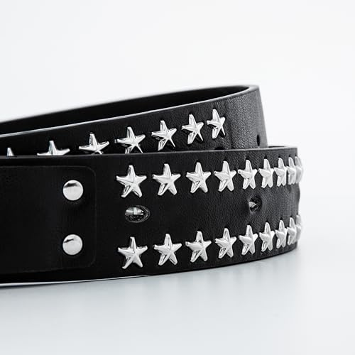 1pc Pentagram LED Belts Studded Leather Belts with Metal Buckles4