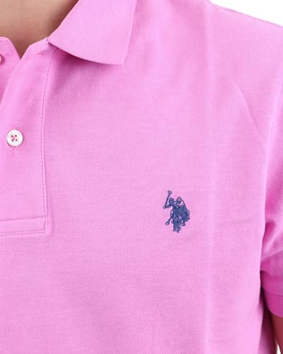 U.S. Polo Assn. Men's Standard Solid Interlock Shirt, Pink Sunset Heather, S