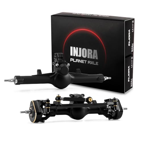 INJORA +4mm Front and Rear Nylon Planet Axles with Double Joint Shafts & Brass Steering Knuckles for 1/24 Axial SCX24