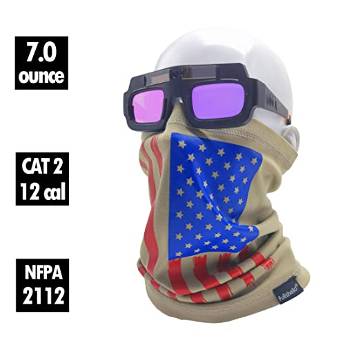 Fullsheild American Flag Fr Gaiter Face Mask Cat2 Fire Resistant Cotton Neck Tube Cover Snood For Welding Electrican Working Army Rescue Tactical One Size #TOP4