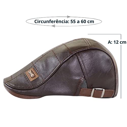 Boina Masculina Italiana Em Couro Luxuosa e Confortável Cor:Marrom;Tamanho:Ajustável