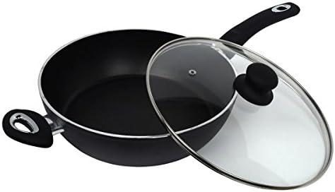 Diamond AP670 28cm Non Stick Deep fry/saute pan with Glass lid , Black , 55 x 29.5 x 14 cm