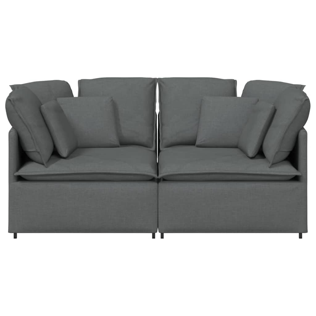 Modułowa sofa z poduszkami, ciemnoszara, 200 x 100 cm, zestaw tapicerowany z wypełnieniem piankowym, narożnik dwuosobowy z wytrzymałą metalową ramą, idealna do salonu